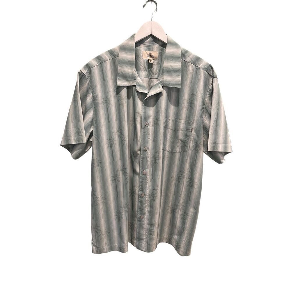 Solitude blue and white striped 100% cotton Hawaiian shirt - XL